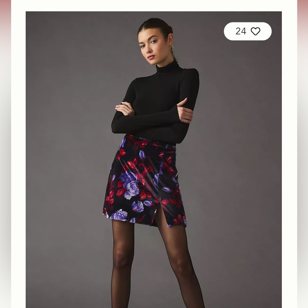 Maeve velvet micro mini skirt